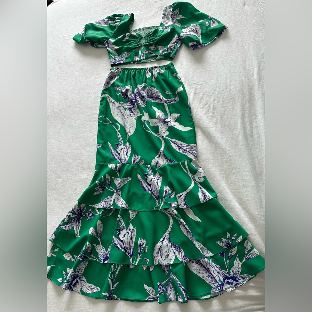 Floral Green Maxi Dress